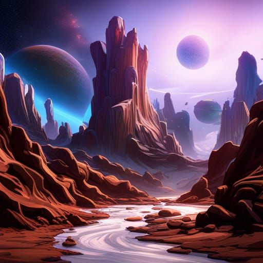 DETAILED GALACTIC ADVENTURE iIN SPACE detailed matte paintin...