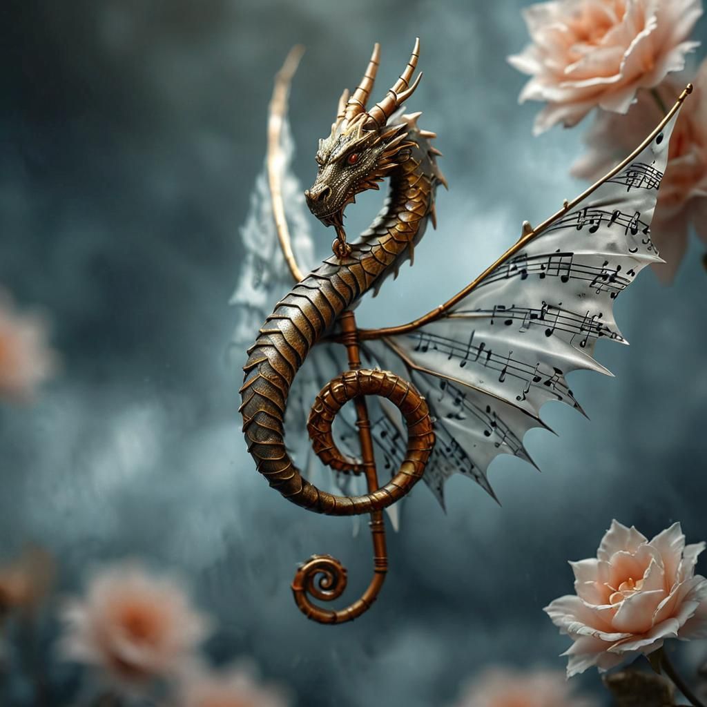 Treble clef dragon  by @ReaverG