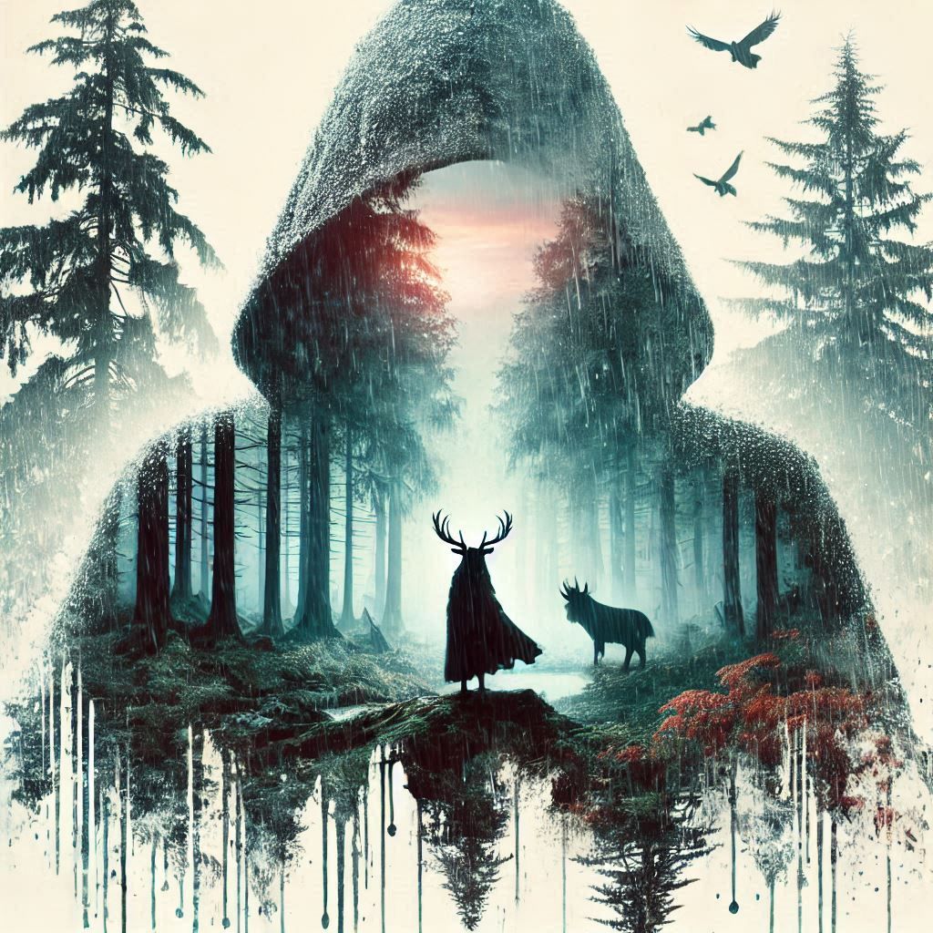 double exposure beautiful fantasy DALL-E 3 portrait landscape..