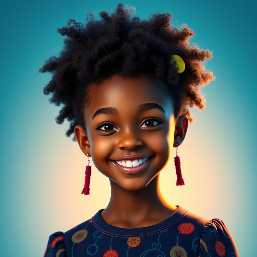 Portrait of a Young Girl in Art Nouveau Style