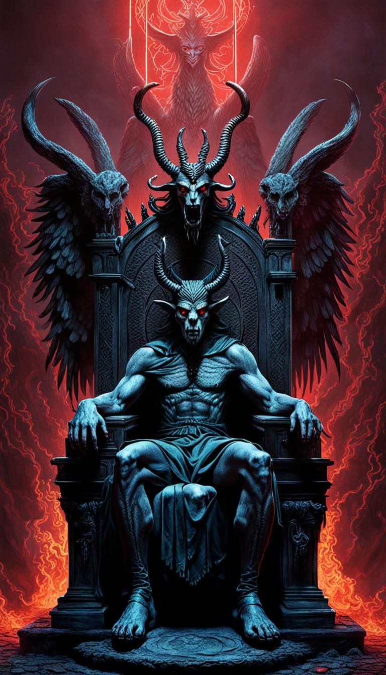 Baphomet sit on Throne of Hell - AI Generated Artwork - NightCafe Creator