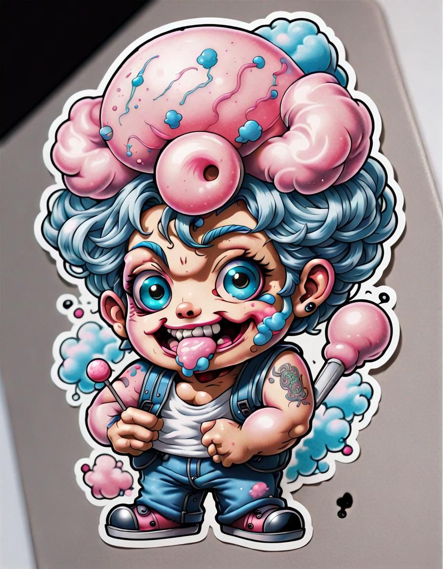 "Cotton Candy Randy" Sticker Art AI Generated Artwork NightCafe Creator