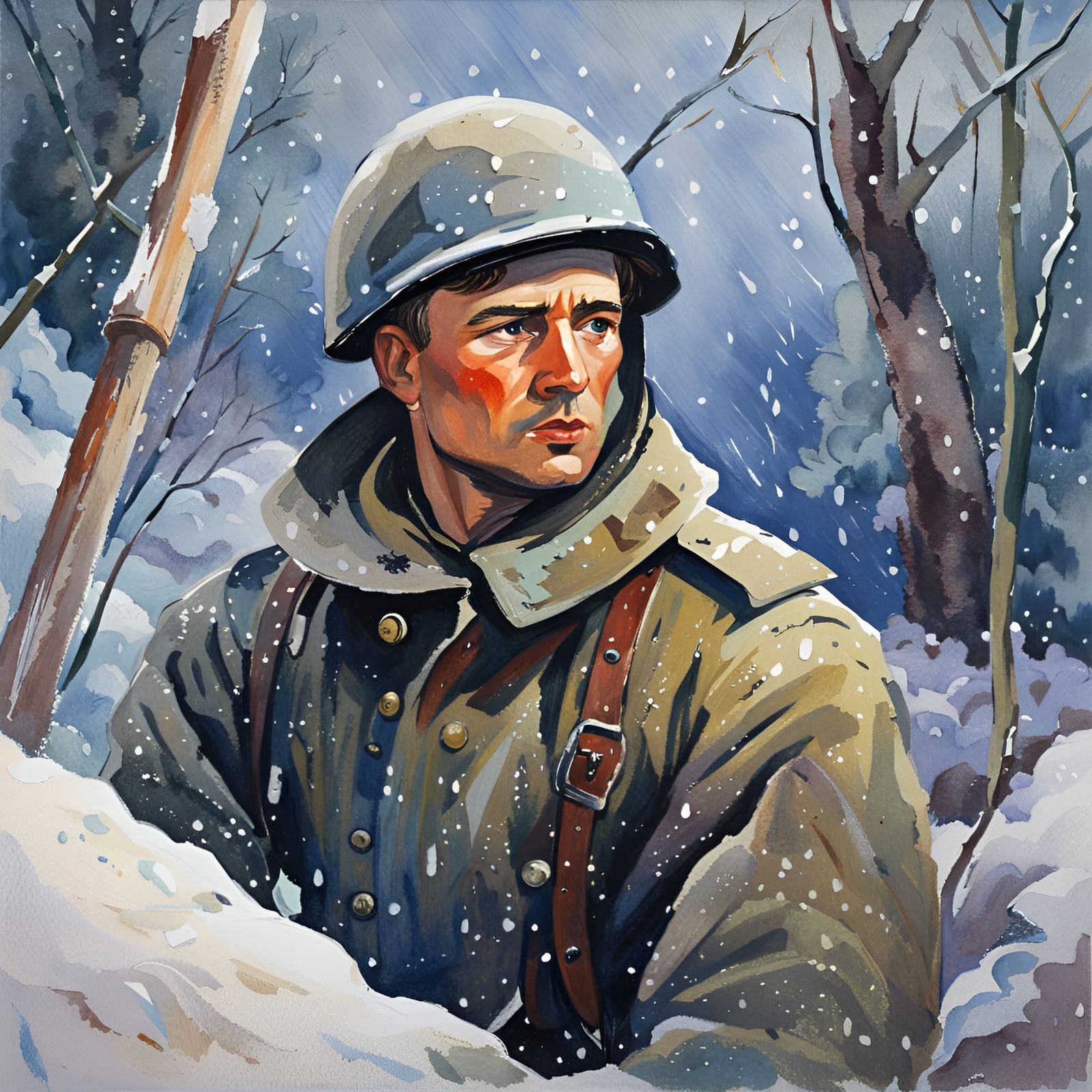 Soldier in the Snow - AI Generated Artwork - NightCafe Creator