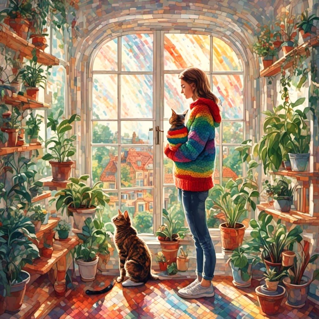 Weekend vibes at home for a pansexual cat/plant mom.