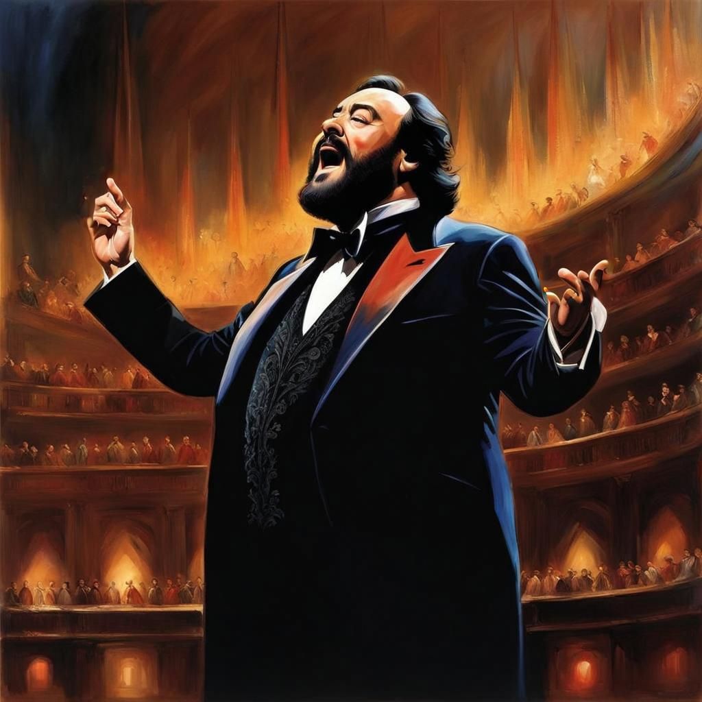 Luciano Pavarotti singing at the opera  by @Ministress