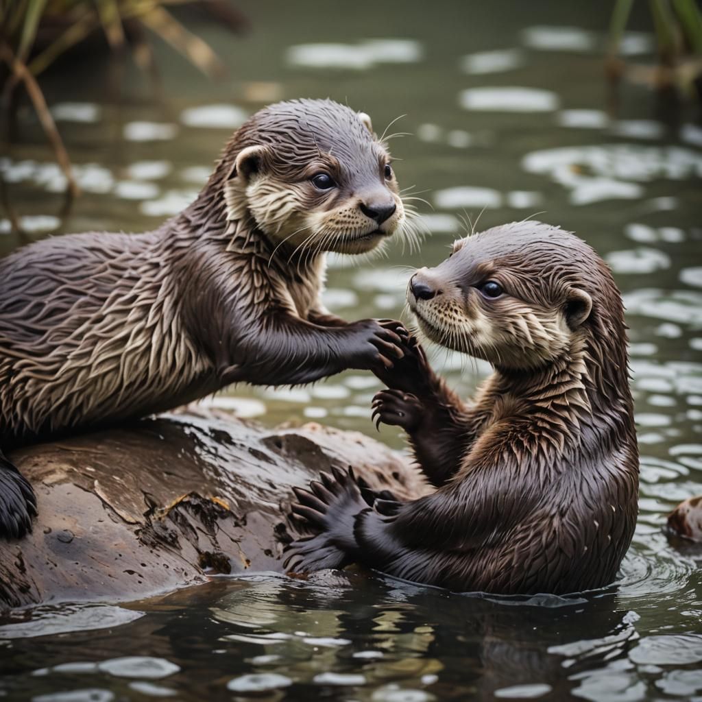Otters playing.  by @Kickoff 
