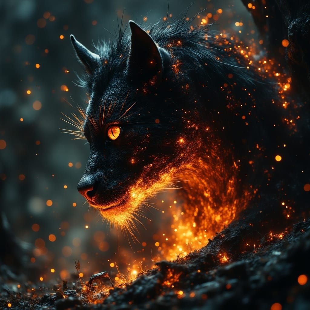 Ethereal Fiery Creature Emerges from Treasure Pouch