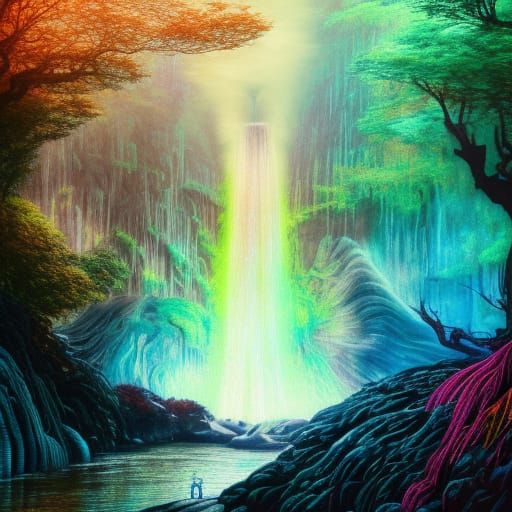Waterfall forest