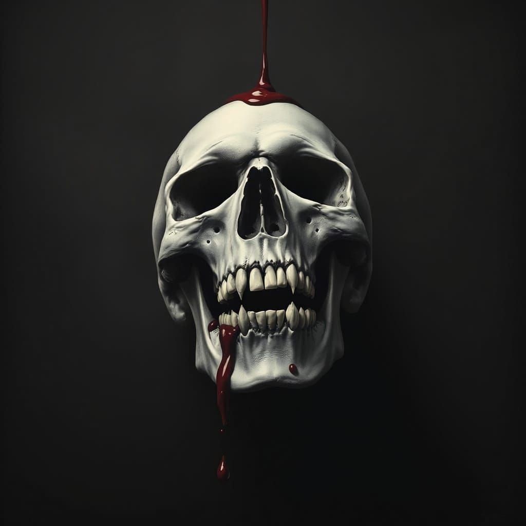 a skull that looks to be lokking upwards screaming in agony and pain its scary cool and simple the skull is in gray colour with a darker sha...