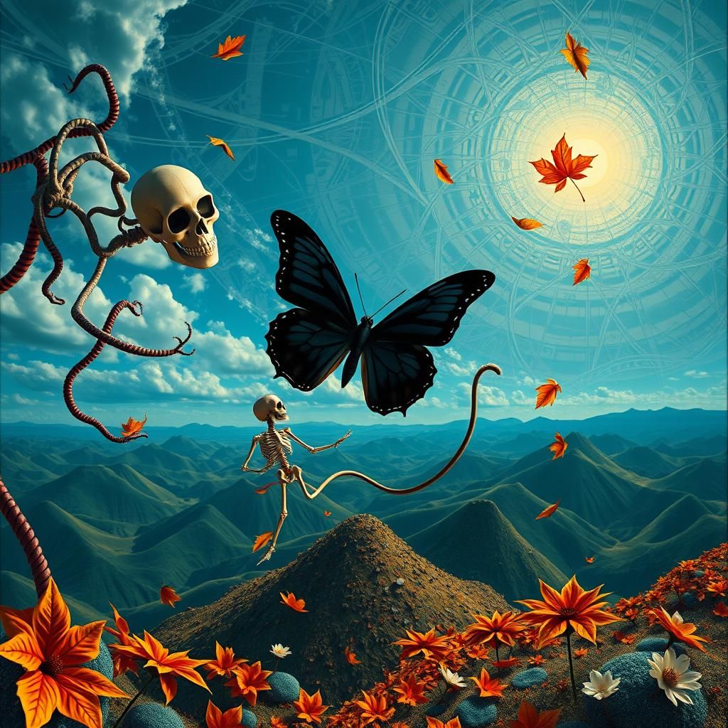 Elastic flora stretching and twisting in a vast surreal land...