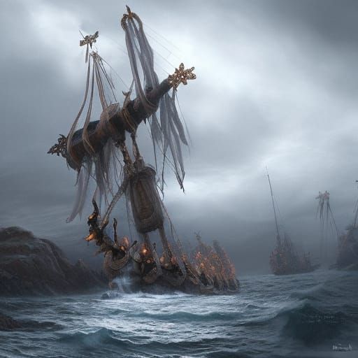 Epic Viking Ships by Shore Digital Matte Painting
