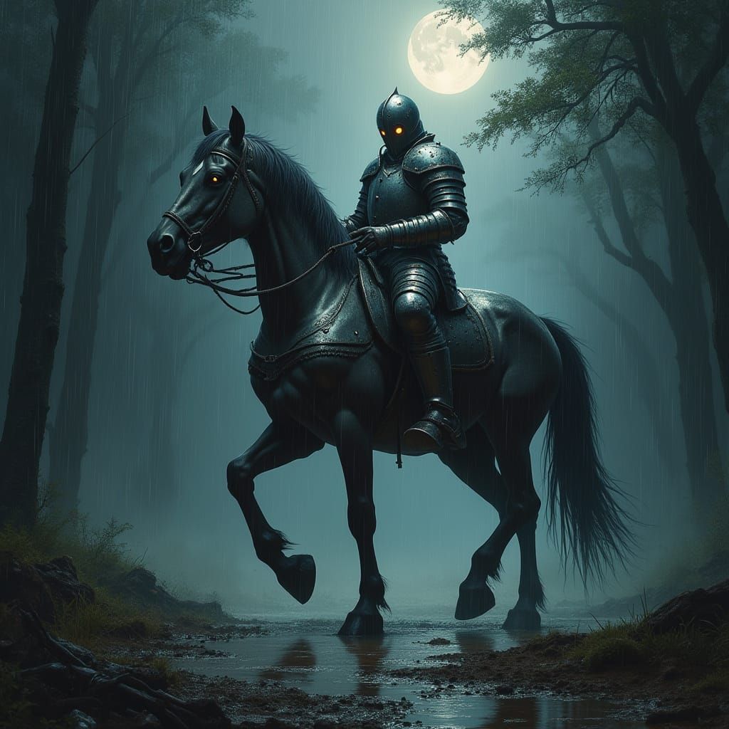 Medieval Warrior Horse in Dark Fantasy Realism