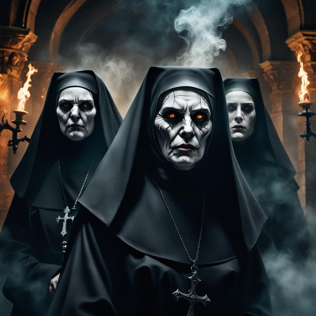 Dark satanic nuns - AI Generated Artwork - NightCafe Creator