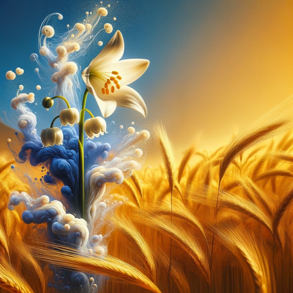 lily of the valley flower standing in a wheat field