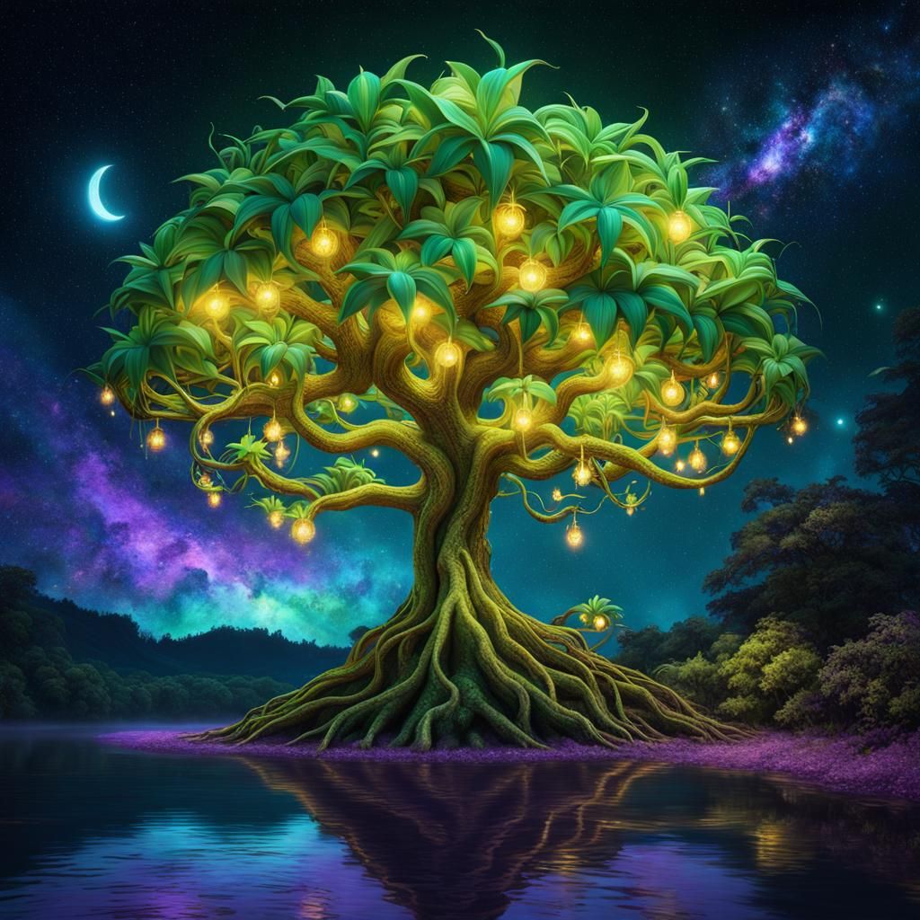 Magical glowing star fruit tree