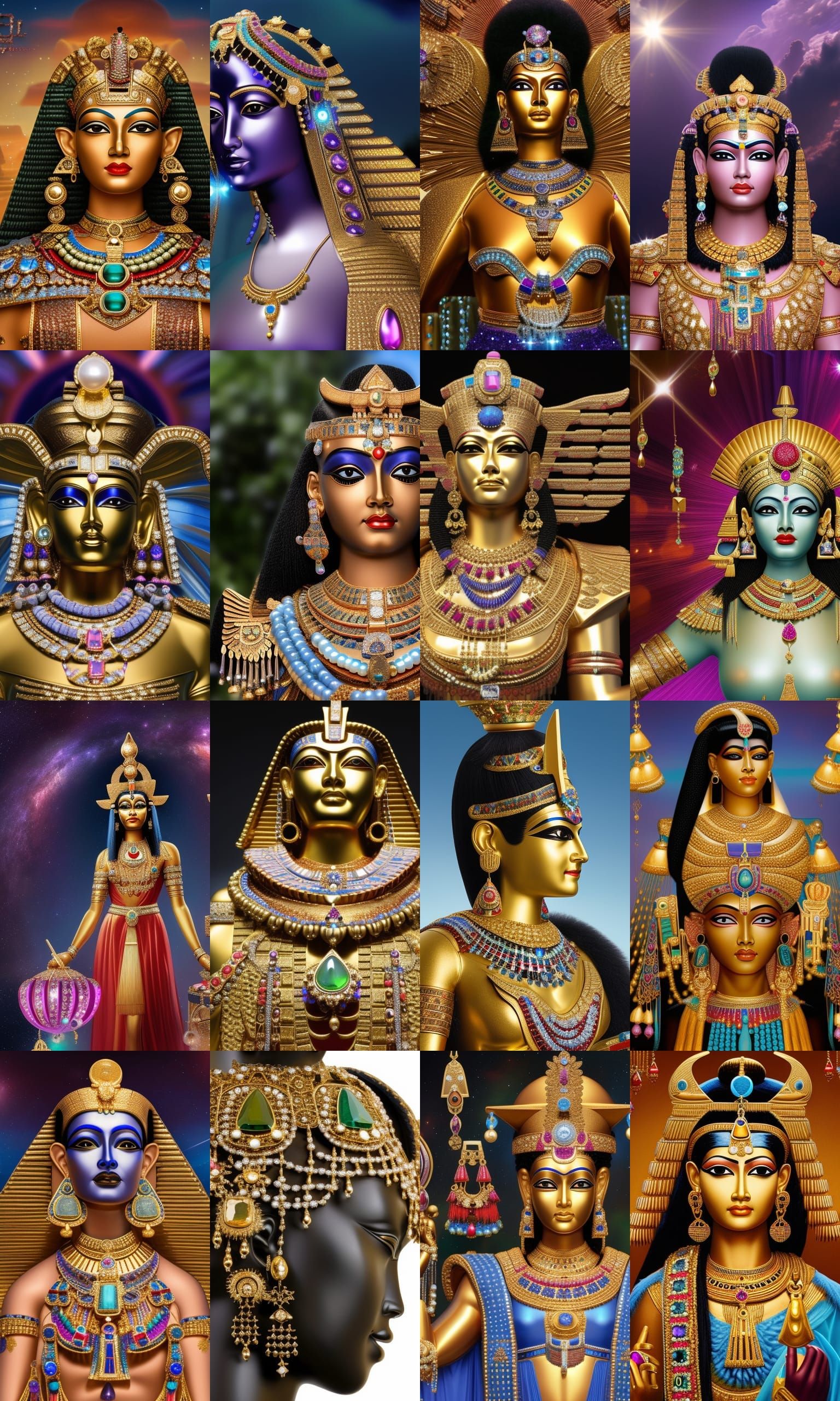 Goddess Osiris with all her jewels in all her glamor floatin...