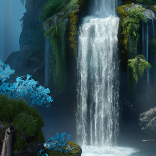Realistic looking waterfall of the pacific northwest