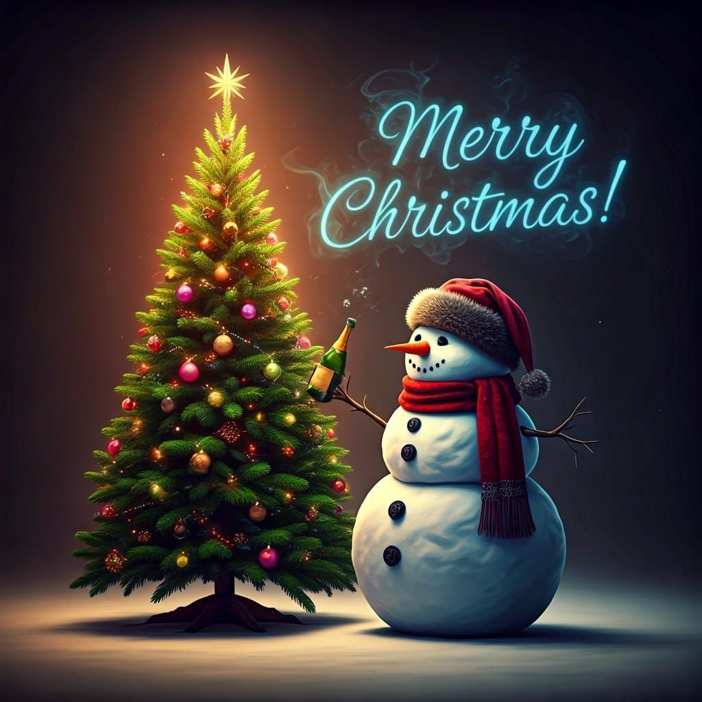 a cartoon Drunk Snowman