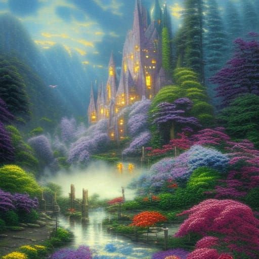 Cinematic fantasy landscape ethereal fantasy hyperdetailed m...