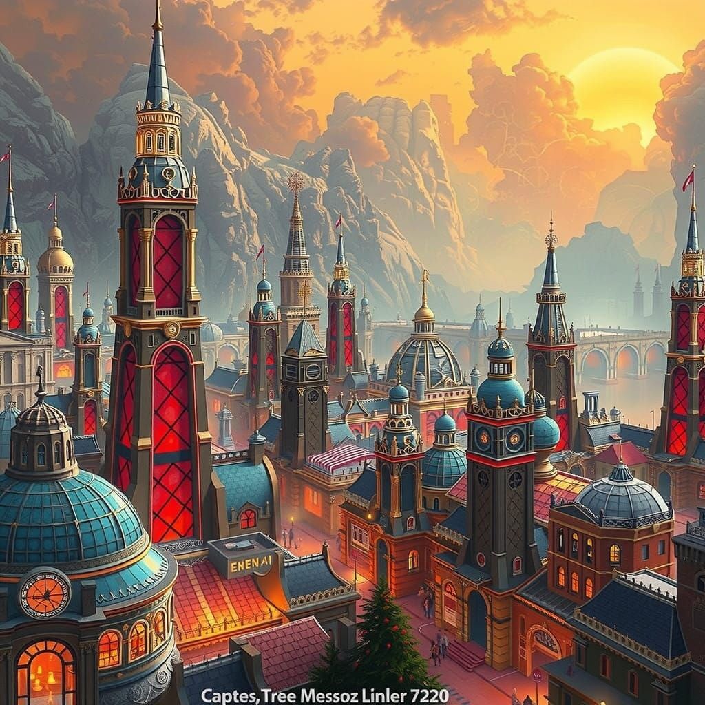 Crystal Metropolis in Royal Art Deco Style with Majestic Tow...