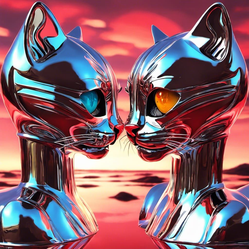 Chrome android cats - AI Generated Artwork - NightCafe Creator