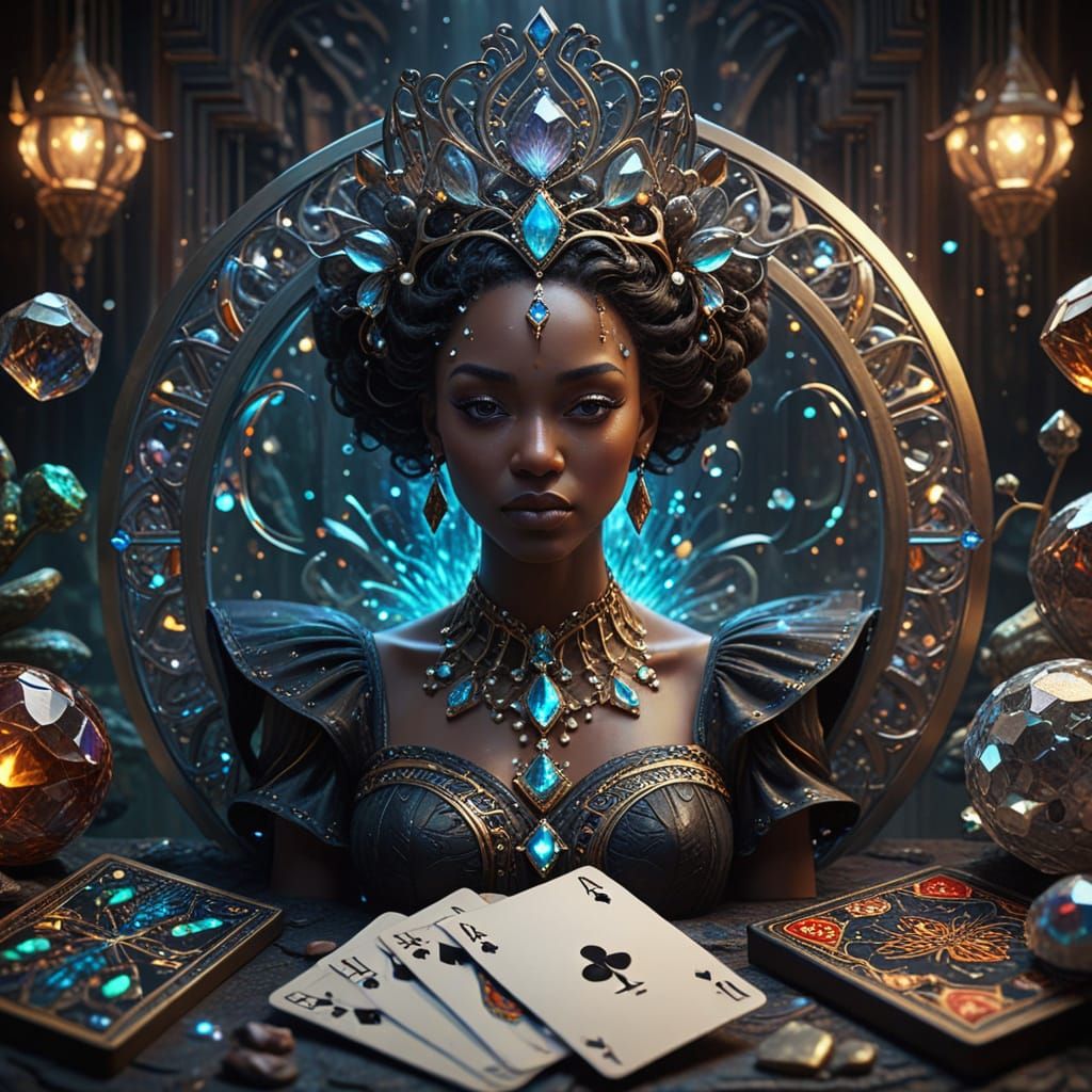 Regal Playing Card Royalty in Art Nouveau Elegance