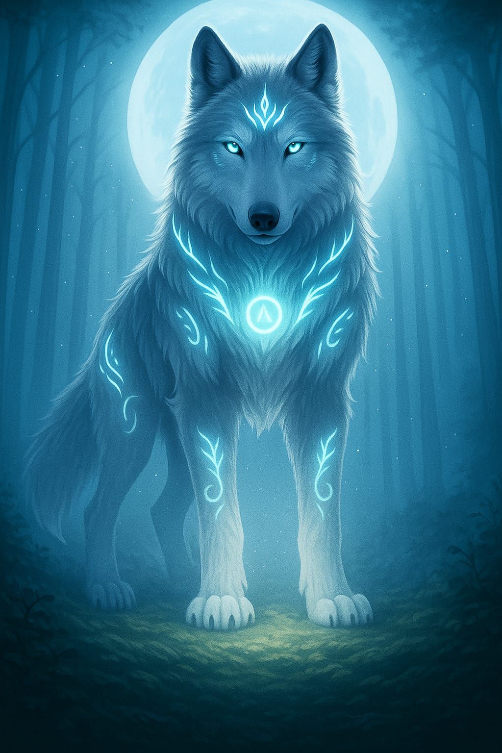 enchanted glowing wolf