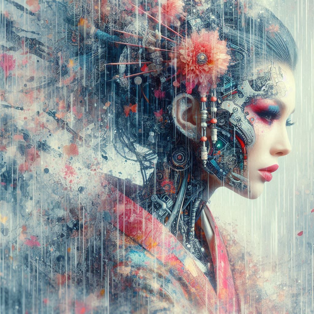 double exposure beautiful fantasy DALL-E 3 portrait landscap...