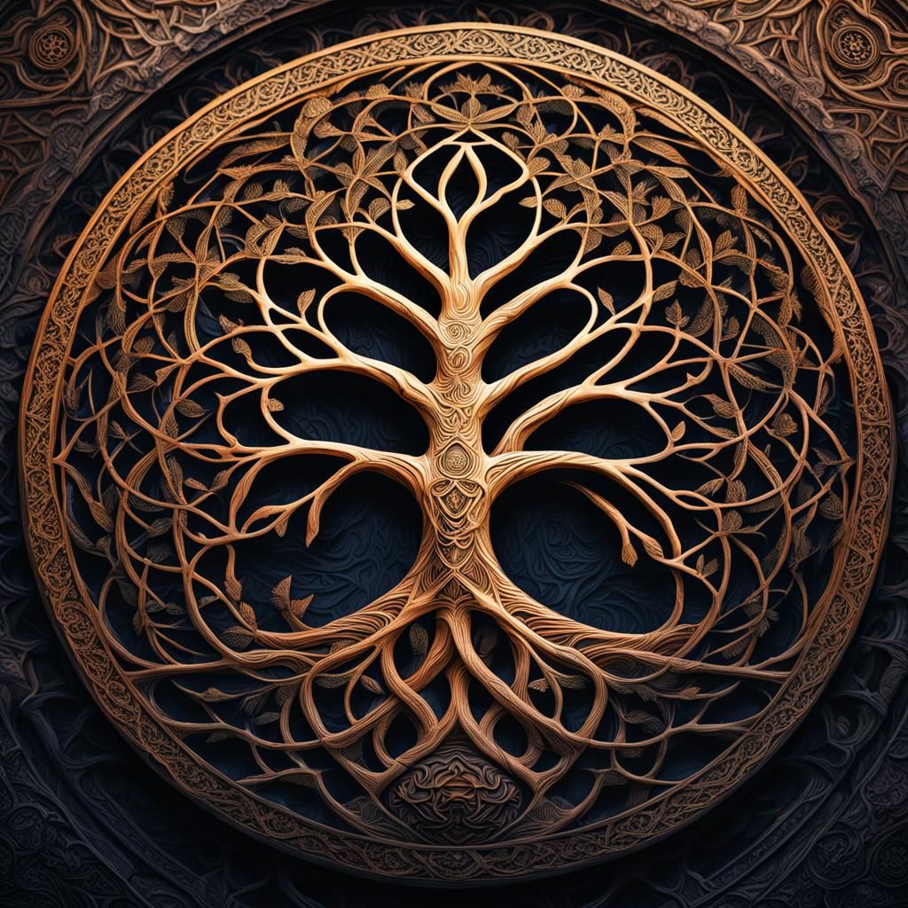 Best beautiful sacred geometry tree of life intricate details, HDR, beautifully shot, hyperrealistic, ...  by @Starzzz
