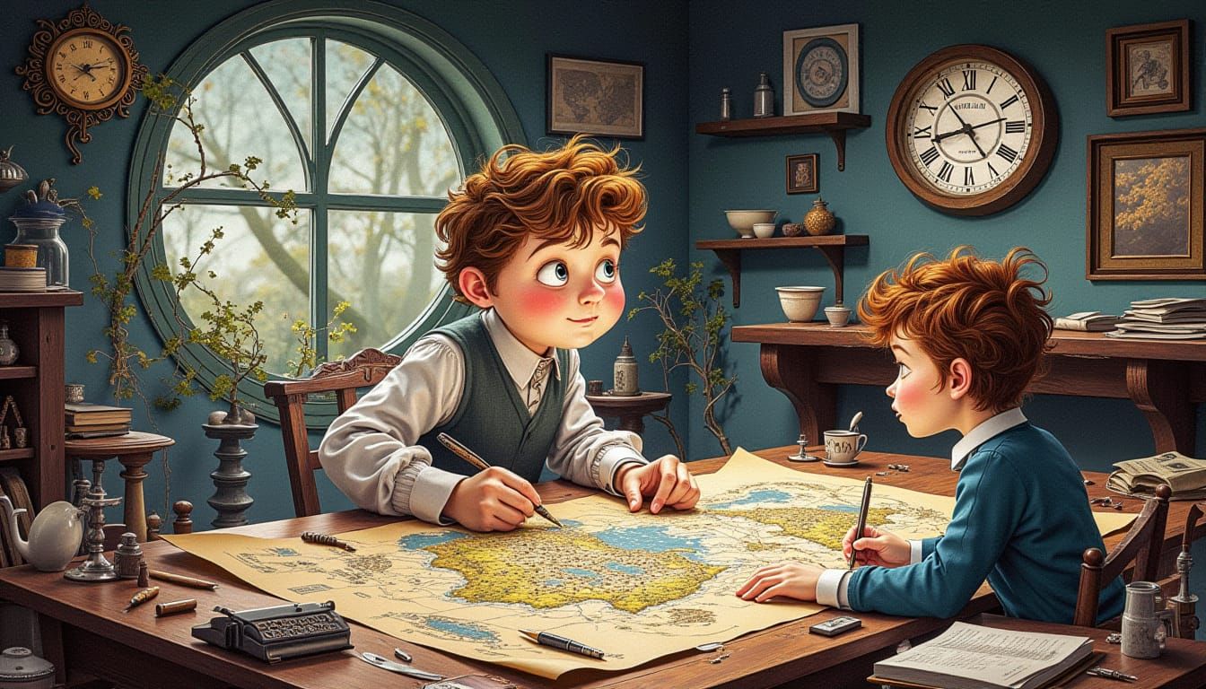 Gothic Mapmaker Vintage Cartoon 🗺️🎨