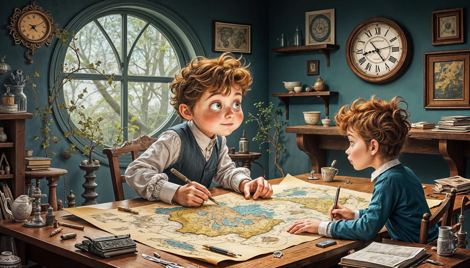 Gothic Mapmaker Vintage Cartoon 🗺️🎨
