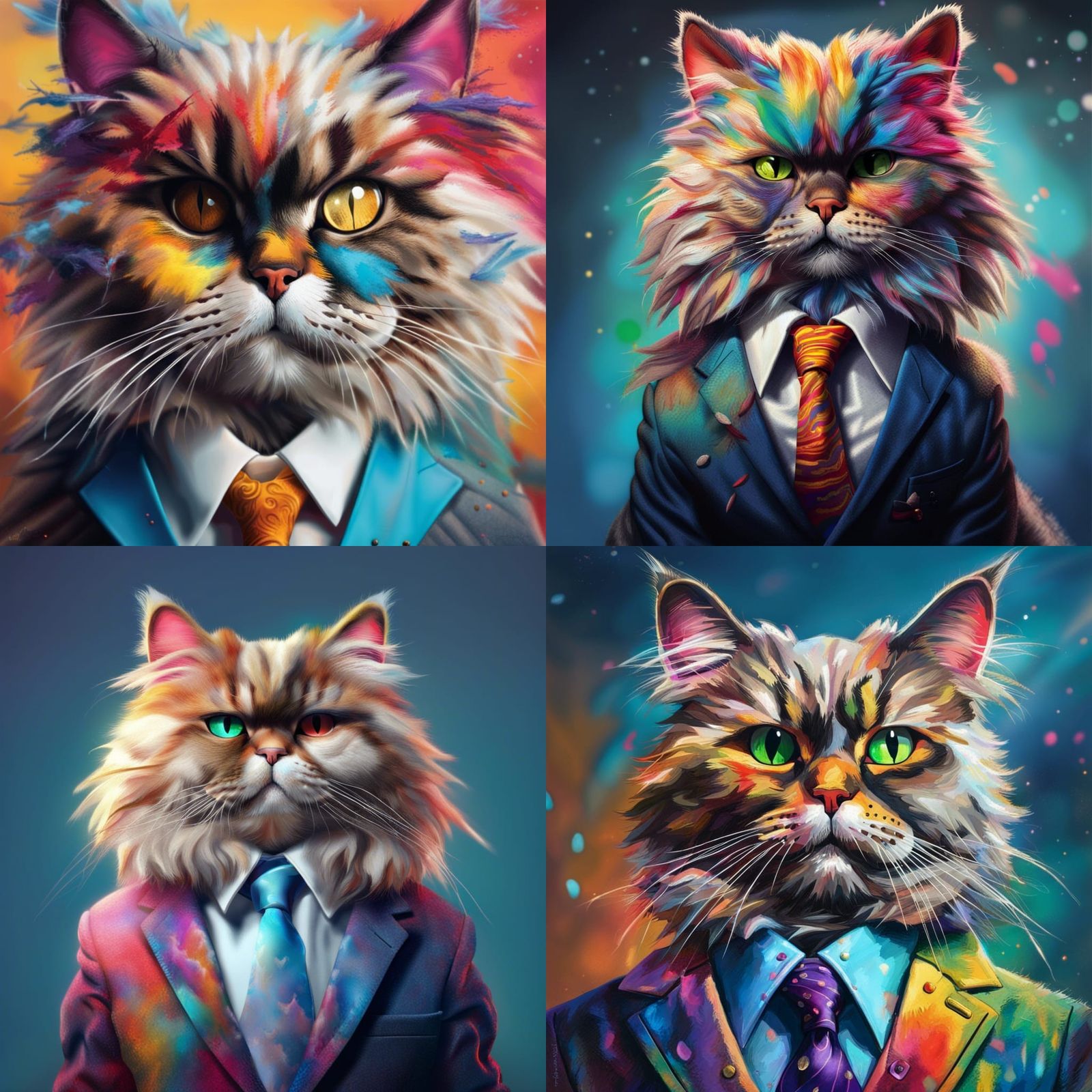 fluffy cat dressed in a suit