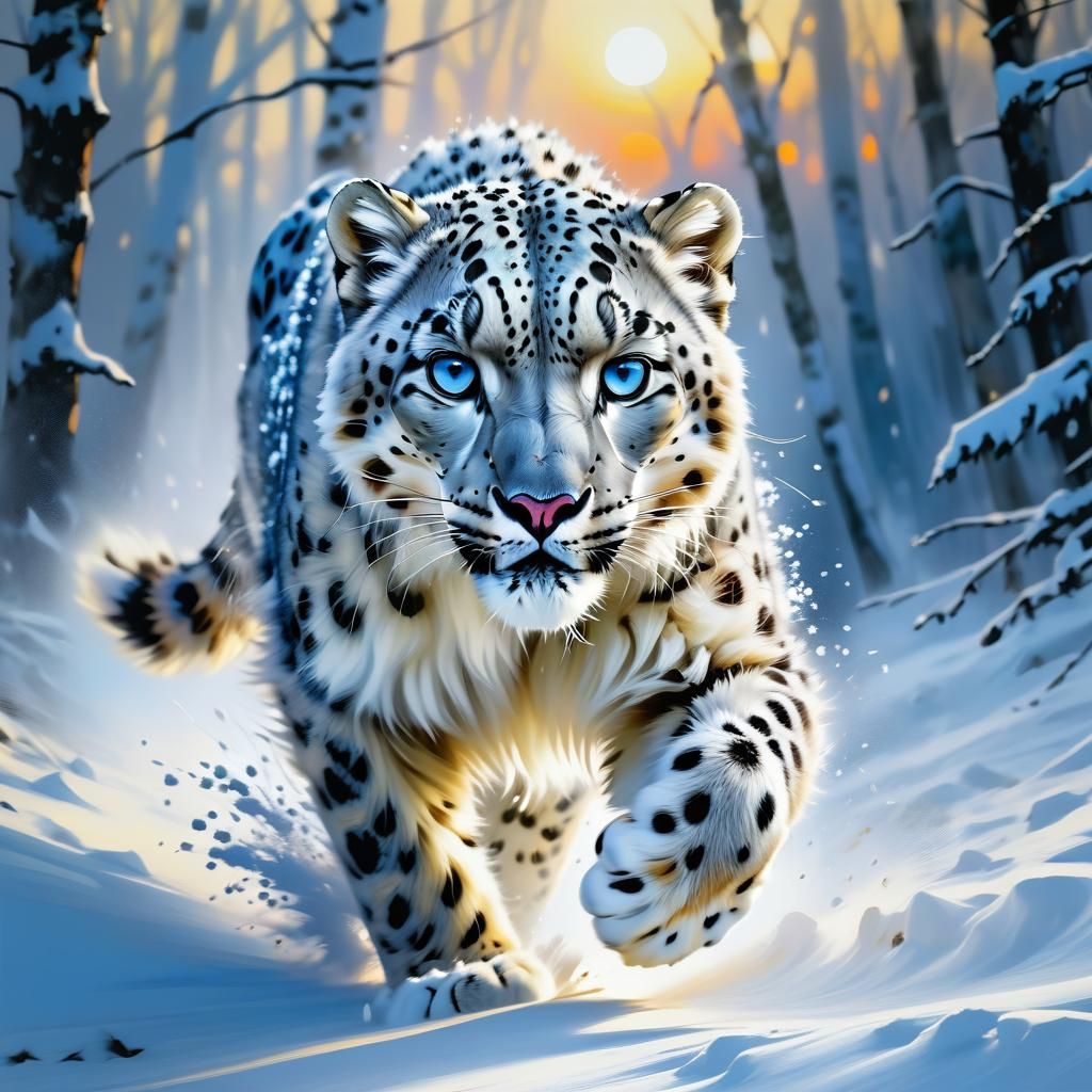 Beautiful white snow leopard   by @Superbear
