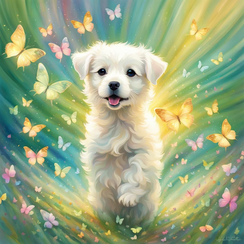 Dog and Butterfly  by @MsHeart
