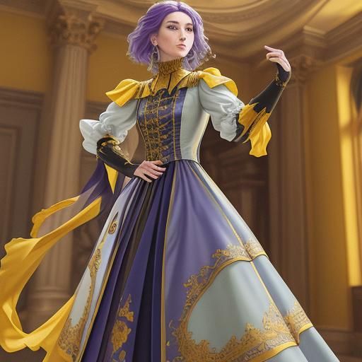 renaissance painting yellow and purple yellow and blue deep ...