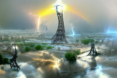 post-apocalyptic Eiffel tower