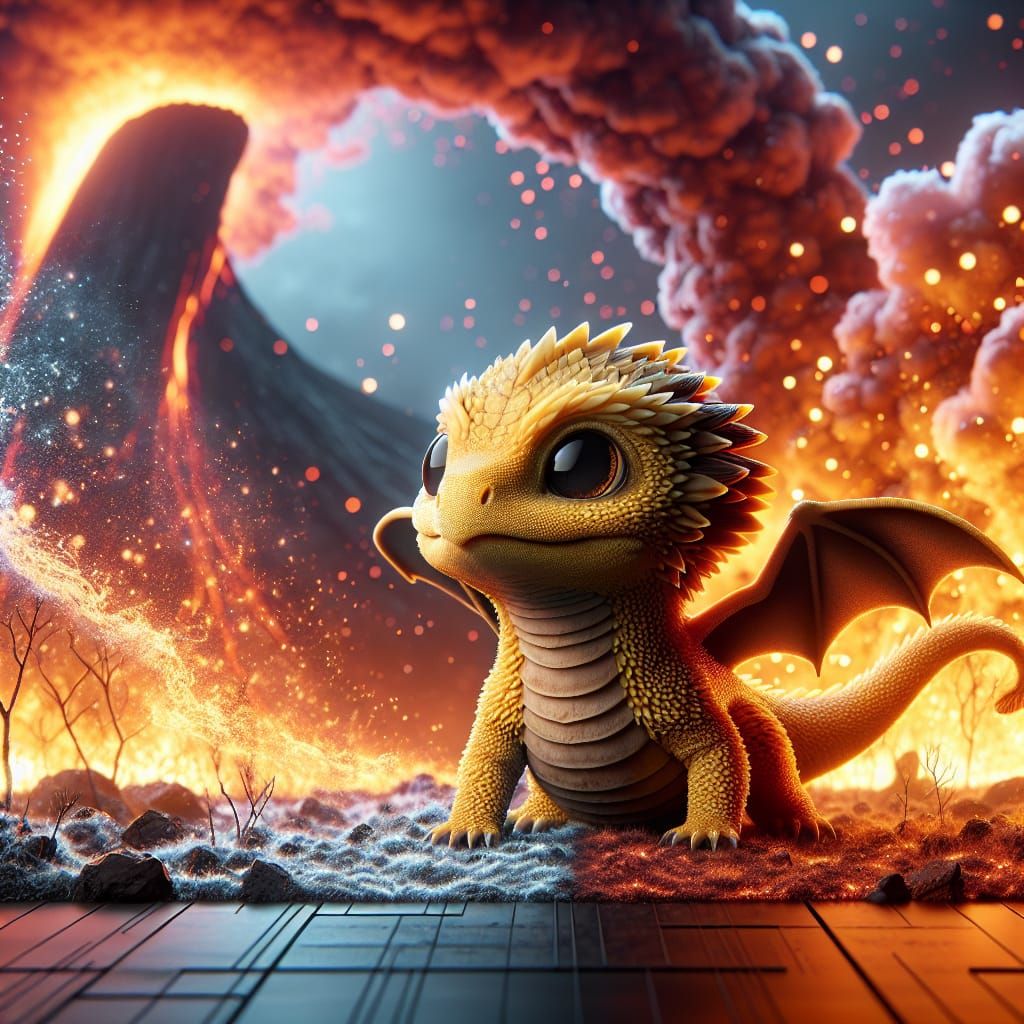 Vibrant Yellow Dragon Concept Art