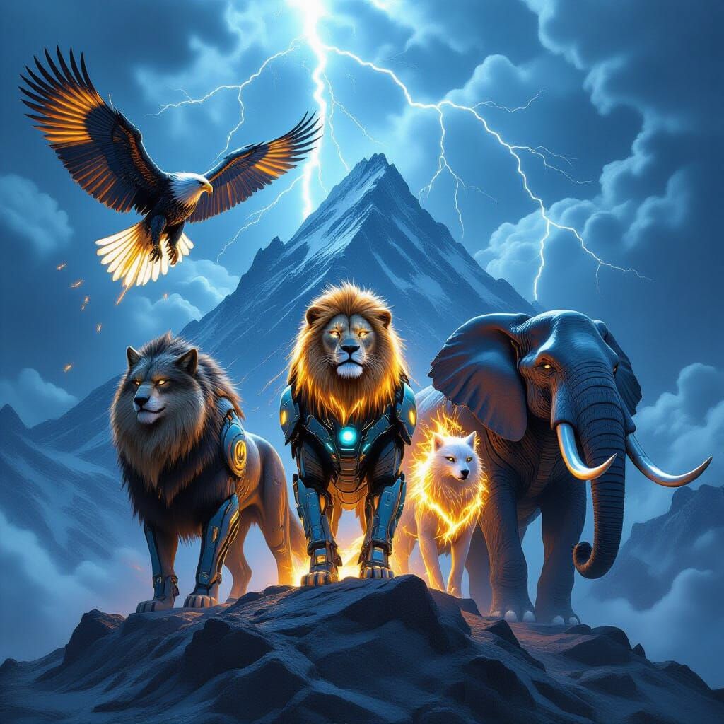 Epic Fantasy Beasts Fused with Cybernetic Tech