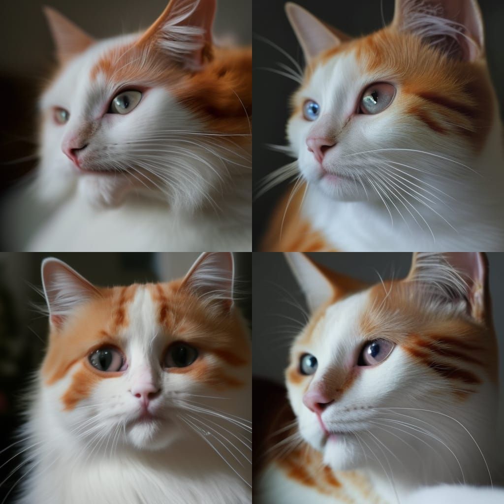 glamor photo of a cute ginger and white cat