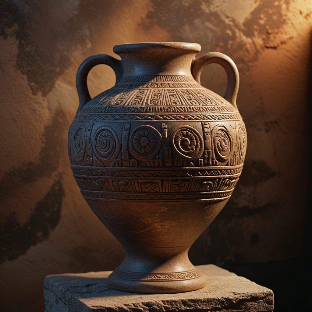 Ancient Clay Amphora: Oil Painting in Earthy Tones