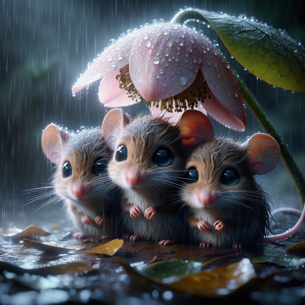 Three Wet Mice  by @Rosie