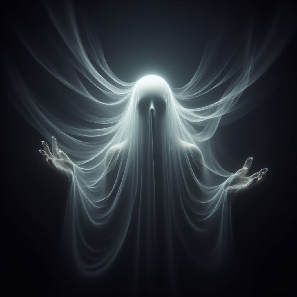 <lora:Insubstantial v1:1.0> photo of a weird strange luminous vapor, faintly visible skull shape and silhouette of a human, eerie, spectral,...