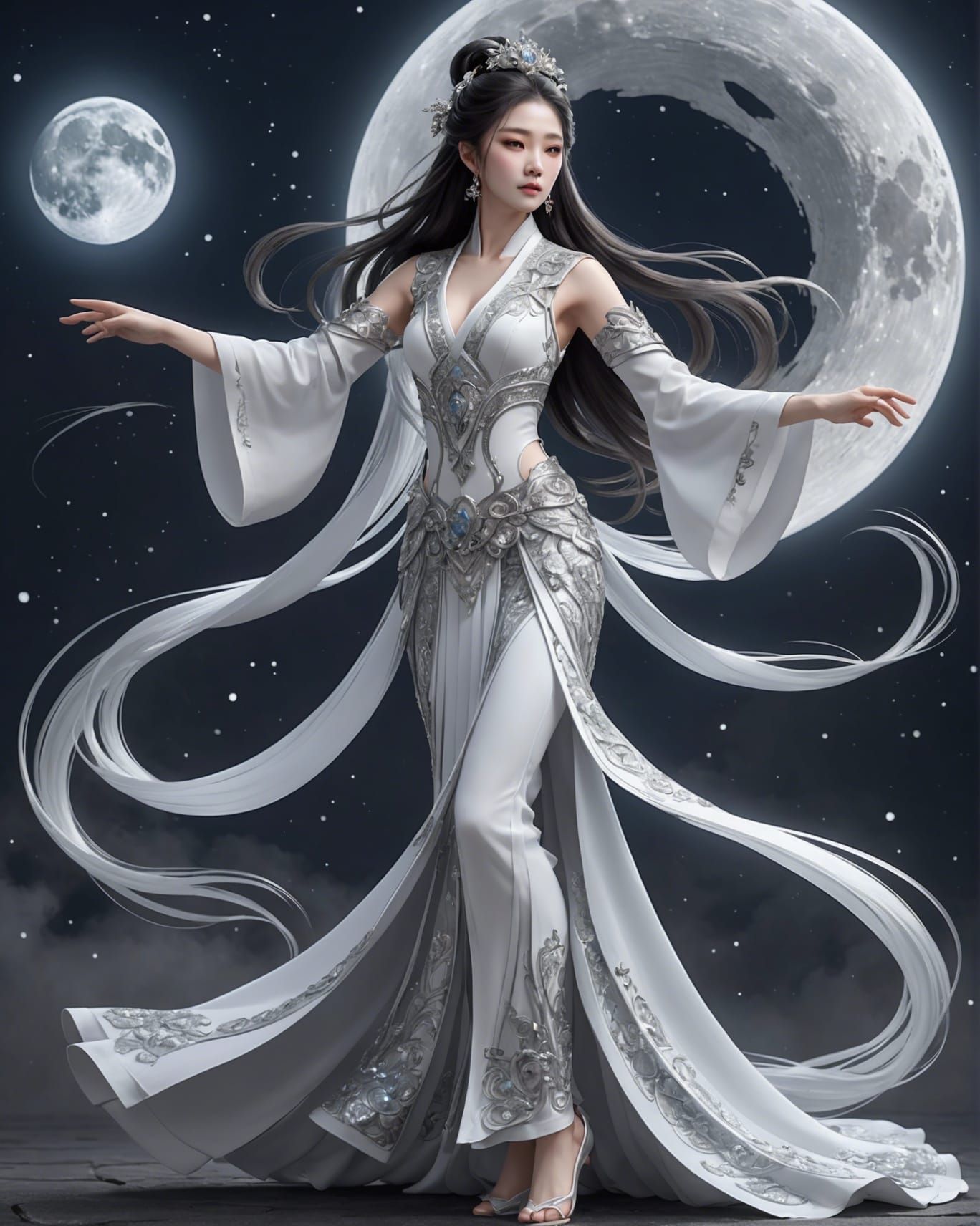 Chinese moon goddess Chang E - AI Generated Artwork - NightCafe Creator