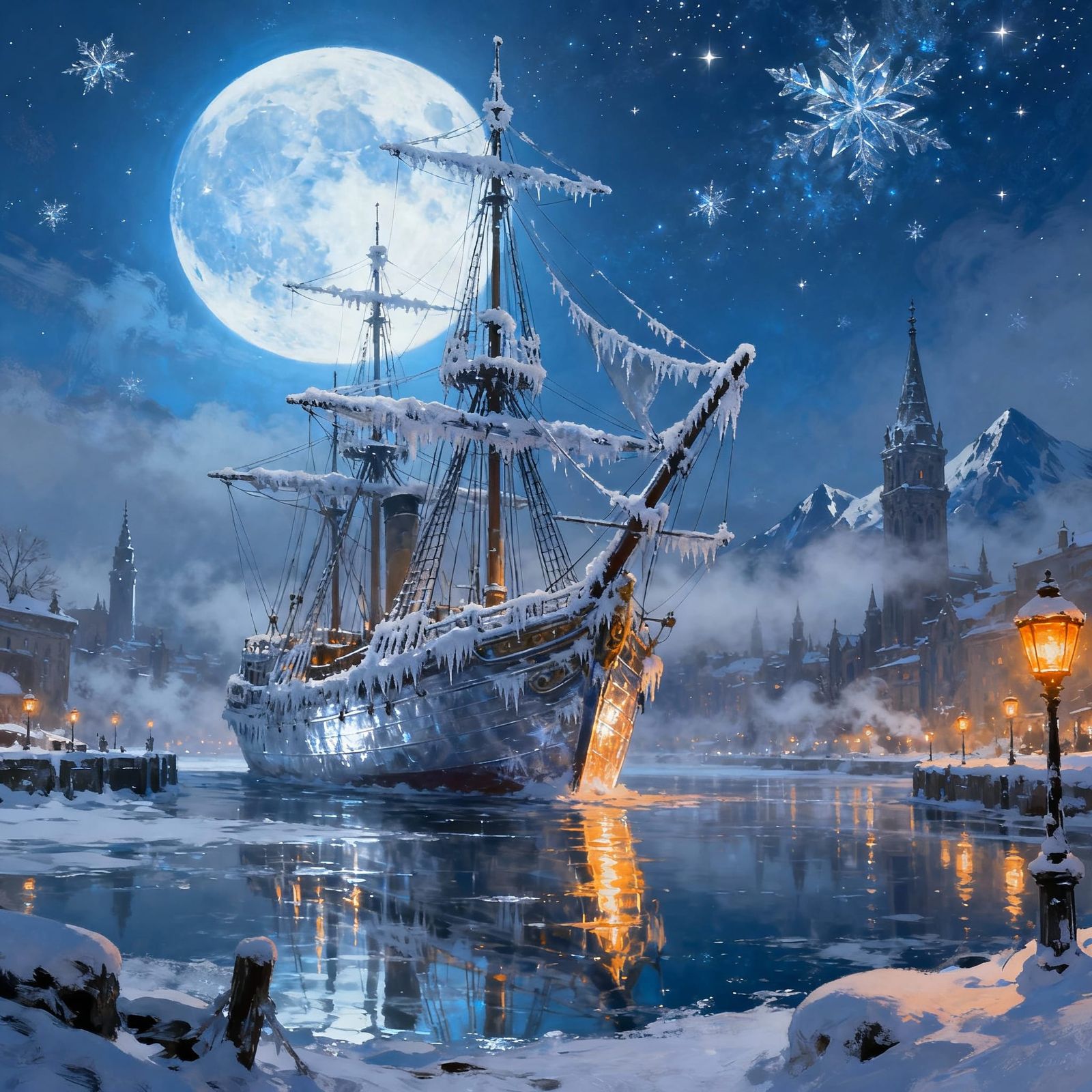 Winter Moon Harbor  by @Eve Crowe