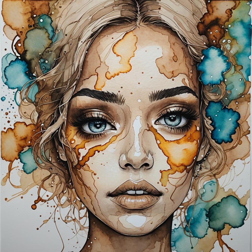 Alcohol ink and the ink is the same color as my skin tone so it is very easy to use to draw the lines ...  by @betsy 