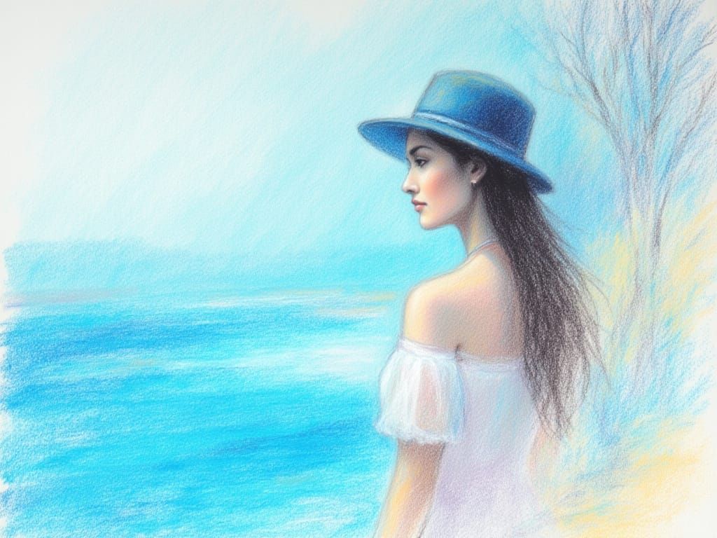 Dry crayon. A day at the beach