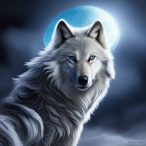 wolf with blue eyes - AI Generated Artwork - NightCafe Creator