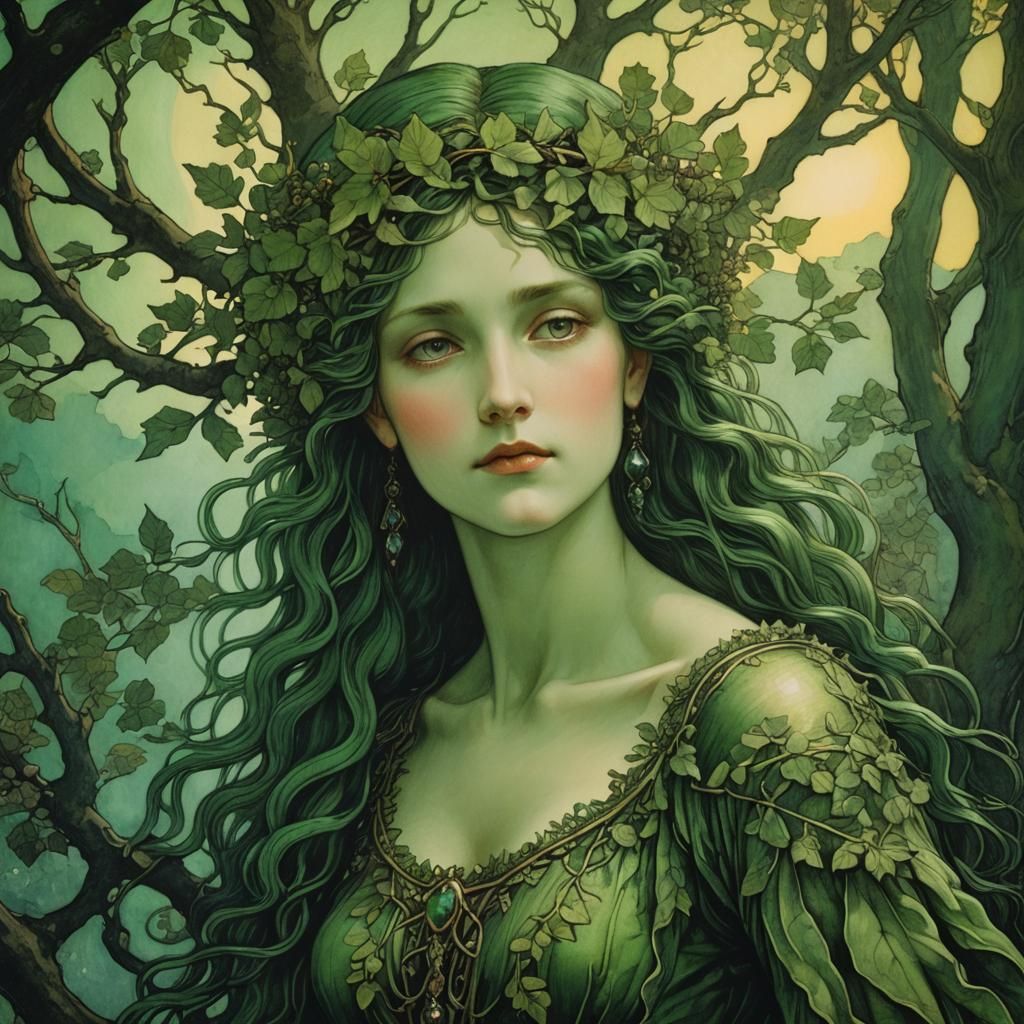 Forest Dryad in Green - AI Generated Artwork - NightCafe Creator