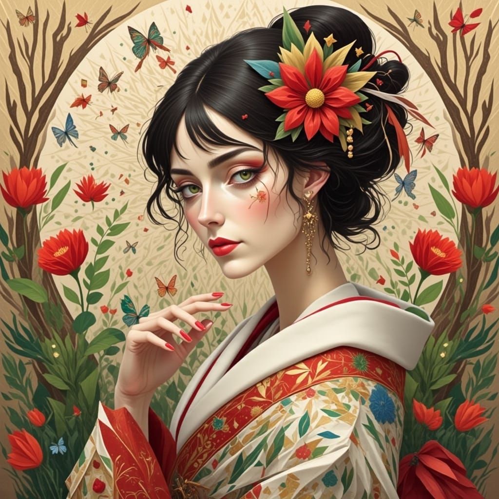 <lora:PEPPERMINT SNOW:1.0> Beautiful geisha