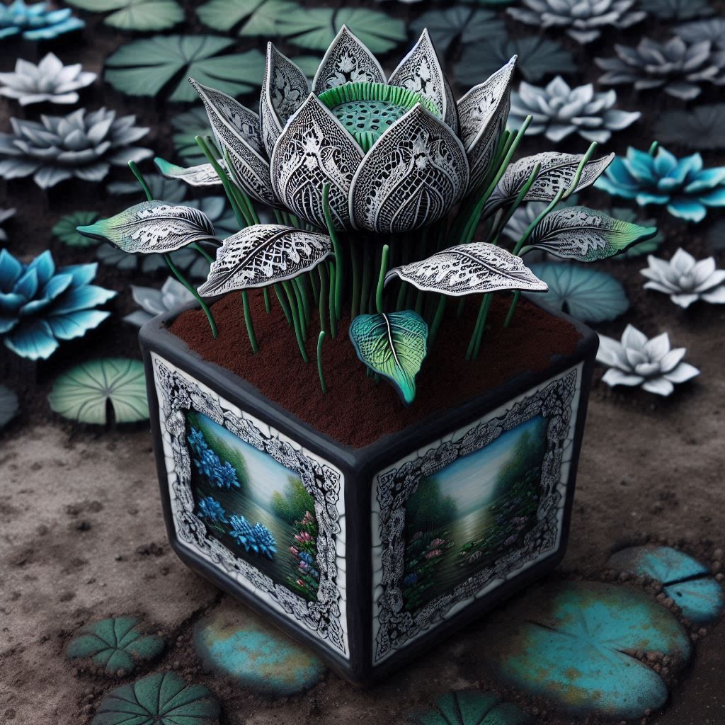 Flowers Pots Multicolor Lotus 2